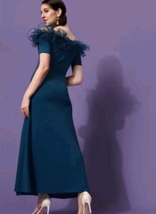 Blue Ruffled Long Dress
