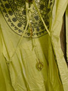 Embroidered Yellow Kurti With Pant