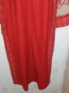Red and Greyish Brown Kurta