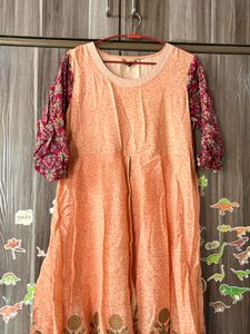 Peach Printed Kurta