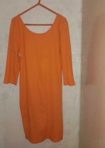 Dressberry orange ribbed dress