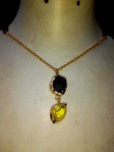 Real amethyst and citrine Pendant Necklace