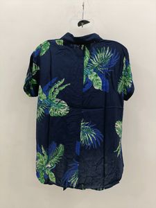 Flower Print Collar Shirt Half Sleeves Beach Top