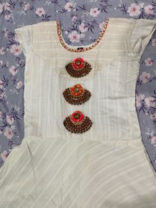 Elegant White Embroidered Dress Along With Dupatta
