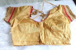 Elegant Red &amp; Gold Sari with Blouse