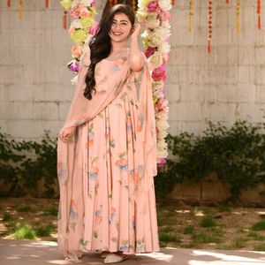 Soft Silk Gown With Dupatta