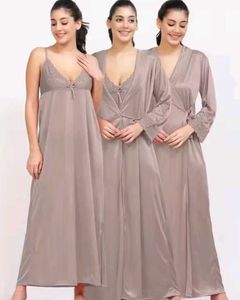 Satin Nightsuit with Lace Detail