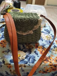 Mauritius Bamboo Green Crochet Sling Bag