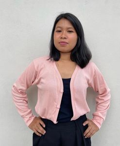 Peach Solid Cardigan
