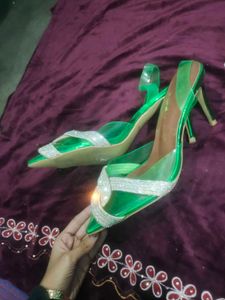 Green Rhinestone Heels