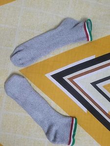 Grey Cotton Socks with Tricolor Stripes (Gently Wo