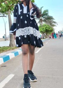 Cute Black &amp; White Babydoll Dress