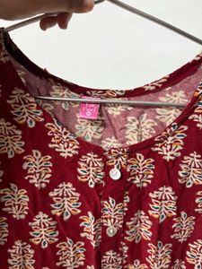 Maroon Printed Kurta