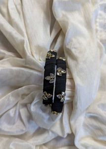 Elegant Black & Gold Bangle Set