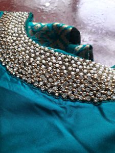 Teal Embellished Lacha Set