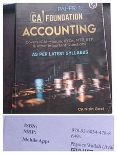 CA Foundation Module, PW  Books Edition Jan 2025