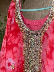 Pink Tie-Dye Embellished Tunic