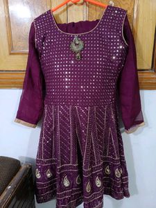 Elegant Purple Embroidered Garara With  Crop Top