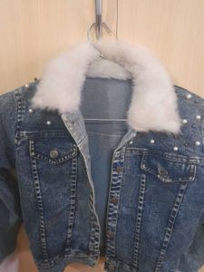 Fur Blue Denim Jackett