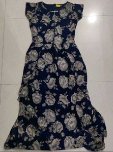 Navy Blue Floral Midi Summer Dress