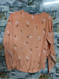 Peach Floral Top - XL