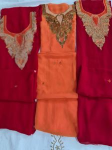 Embroidered Salwar Kameez Suit Fabric With Dupatta