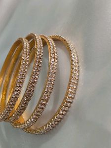 White Stone One Gram Gold Bangles