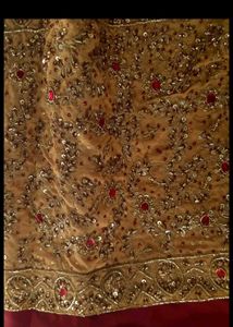 Rich Saree Embroidery Red Ruby Like Stones