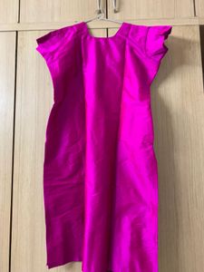 Pink Silk Kurti with Gold Embroidery