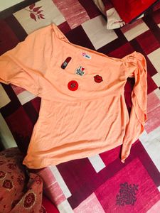 Peach One-Shoulder Top