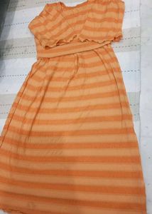 Orange Strachable Kurti Kum Frock