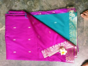 Elegant Pink &amp; Teal Saree