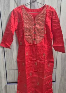 Elegant Red Embroidered Kurti