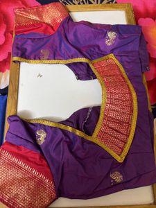 Royal Blue Red Saree
