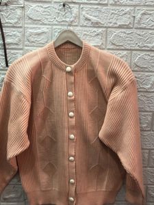 Peach Button-Down Cardigan