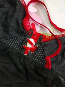 (1130)Striped Lace-Up Bodysuit