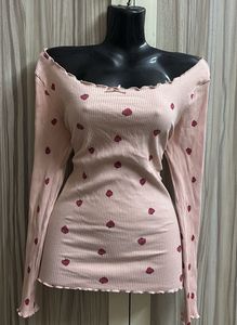 Strawberry Print Long Sleeve Top