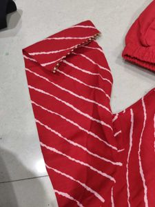 Red Bandhani Kurta Set