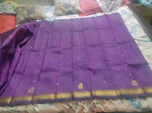 Purple And Green Dual Tone Silk Saree