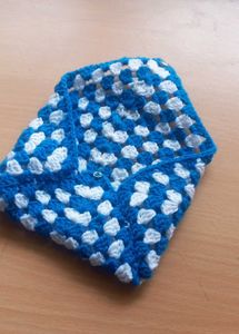 Blue &amp; White Crochet Clutch