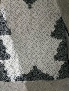 Black &amp; White Embroidered Chikankari Kurti