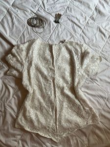 y2k heavily beaded white short kurti