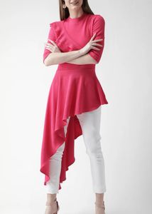 Pink Asymmetric Tunic Top