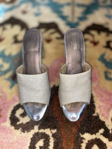Party Wear Silver Block Heels