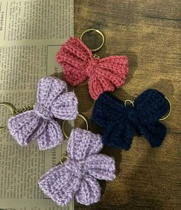Pink Bow Crochet Keychain