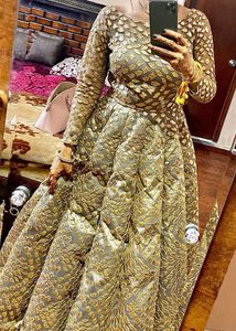 Elegant Gold Embroidered Anarkali