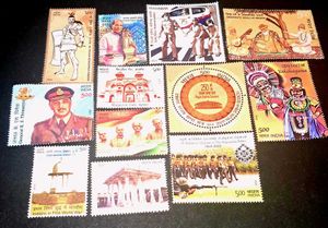 12 Collectible INDIAN STAMPS