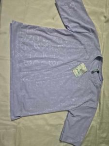 Lavender Oversized T-Shirt with Letter Pattern