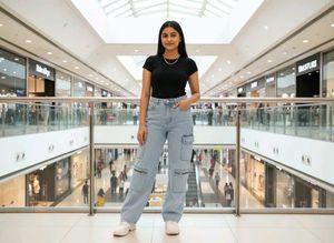 Stylish Light Wash Cargo Jeans