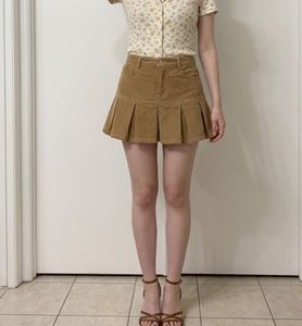 Corduroy Pleated Mini Skirt